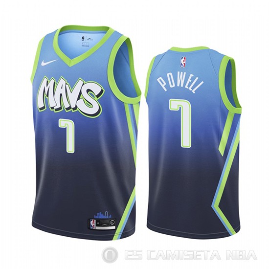 Camiseta Dwight Powell #7 Dallas Mavericks Ciudad Edition Azul - Haga un click en la imagen para cerrar